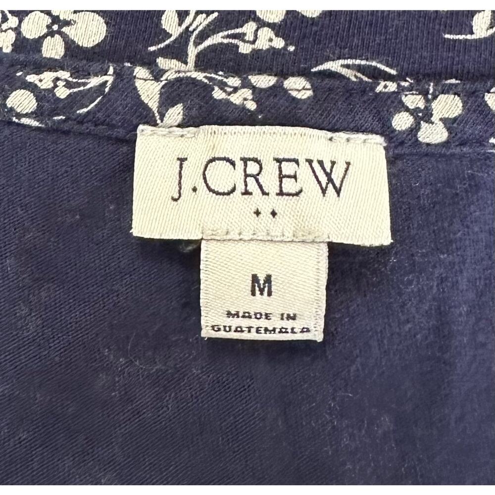 J. Crew V-neck Tiered Knit Cotton Midi Dress Navy Blue Floral AV658 Size M - Picture 11 of 13